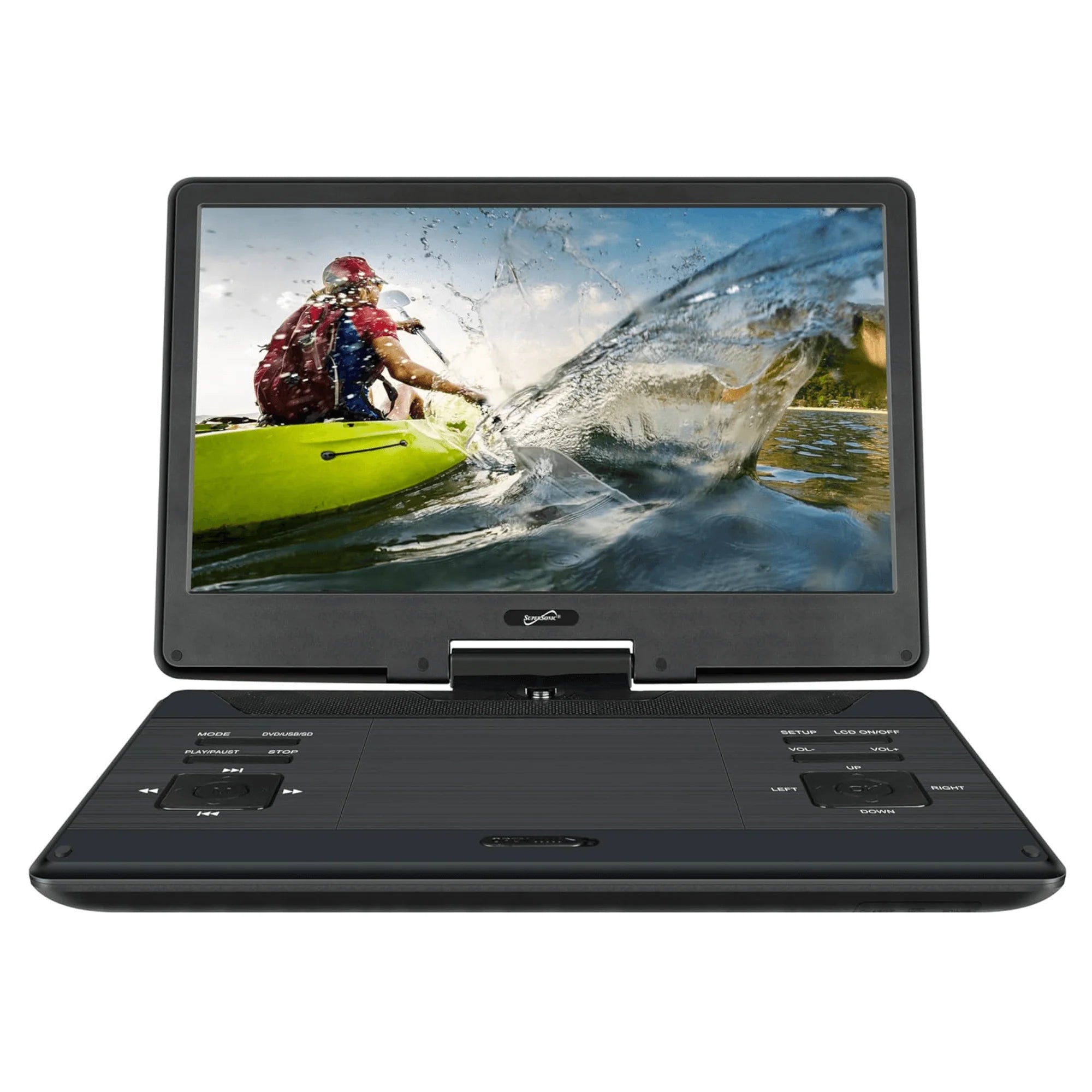 Supersonic 14-Inch Portable LED DVD Player with Built-In Hybrid TV Tuners ACDC Compatible