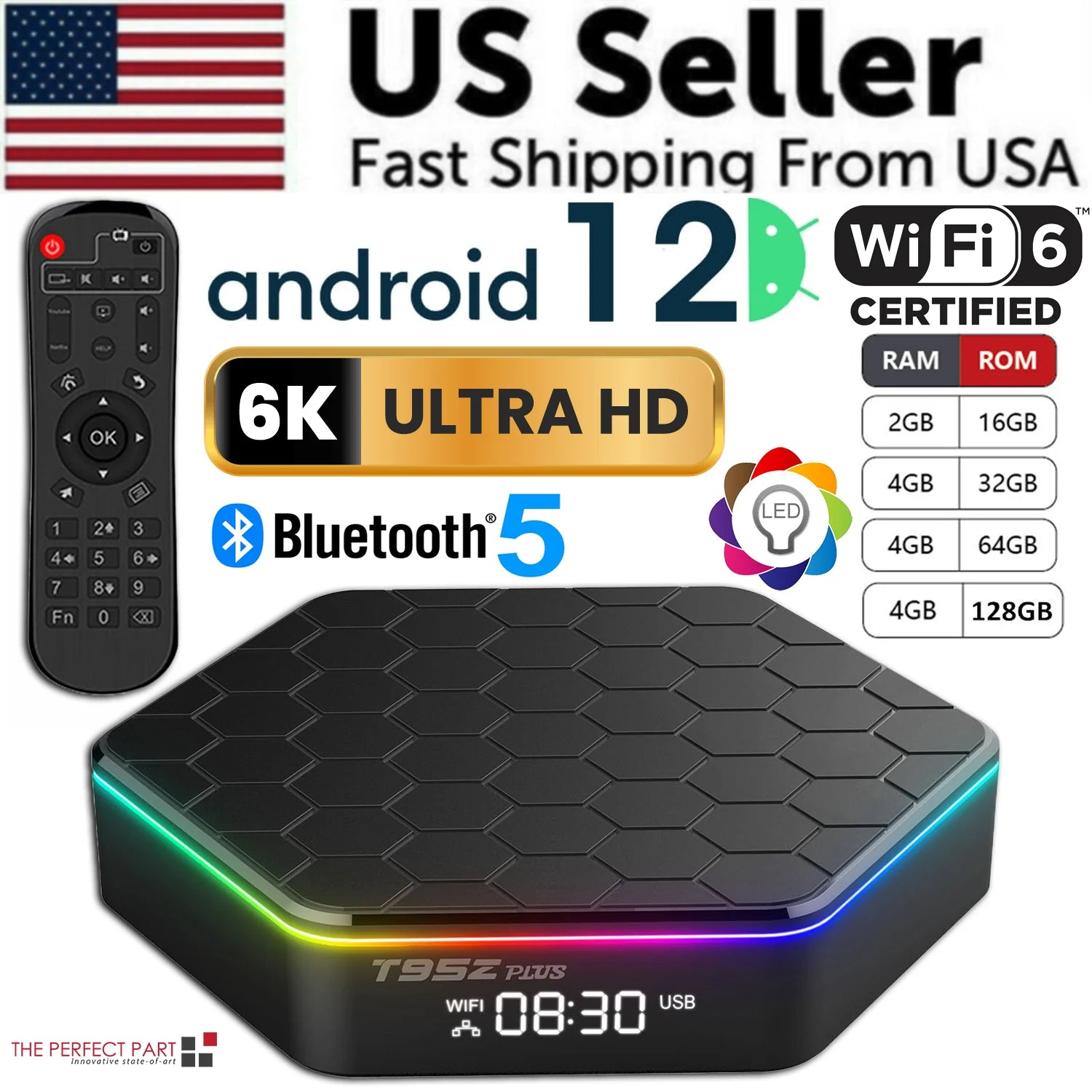 2025 Upgraded T95Z plus Smart Android 12.0 TV Box Quad Core 6K HD Stream Player