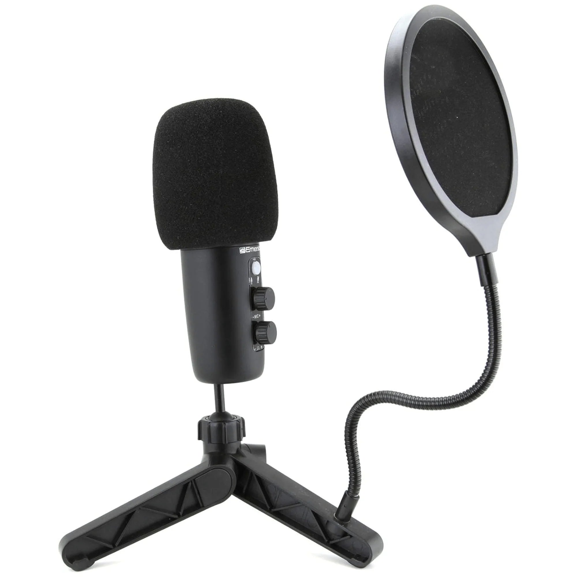 Emerson USB Gaming and Streaming Condenser Microphone with LED Lighting
