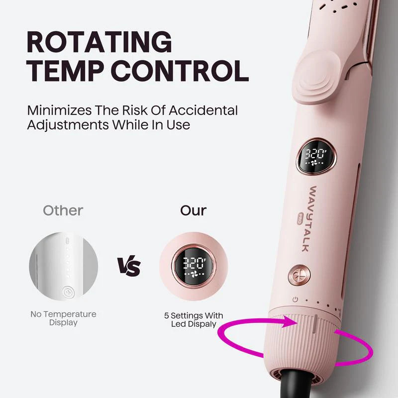 Wavytalk Whirlwind Curl, 360° Airflow Styler with 3 Air Modes & LED Display, 2-In-1 Hair Straightener and Curler with Cooling Air Vents to Lock in Style