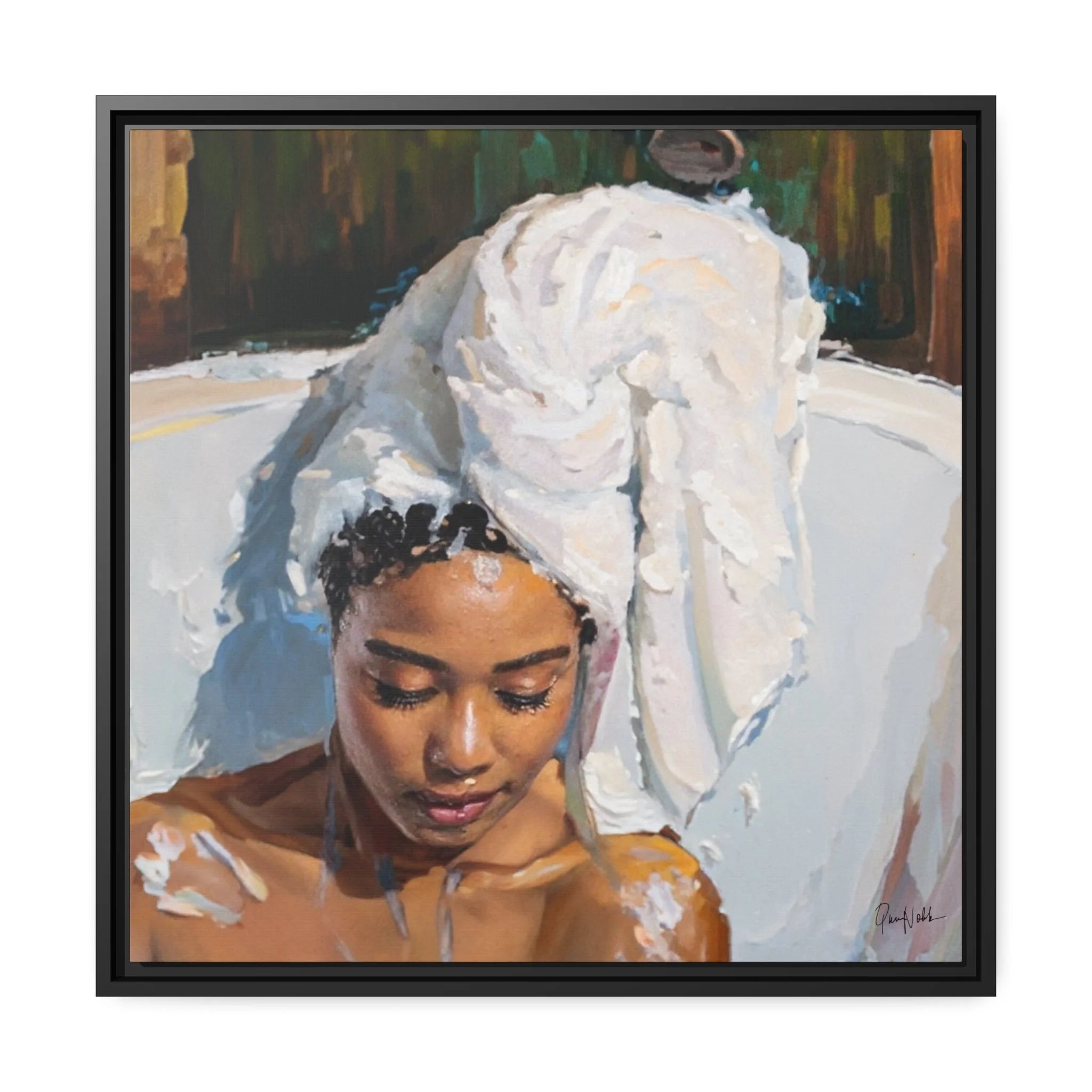 WOMAN TAKING a BATH Canvas Wall Art - by Queennoble