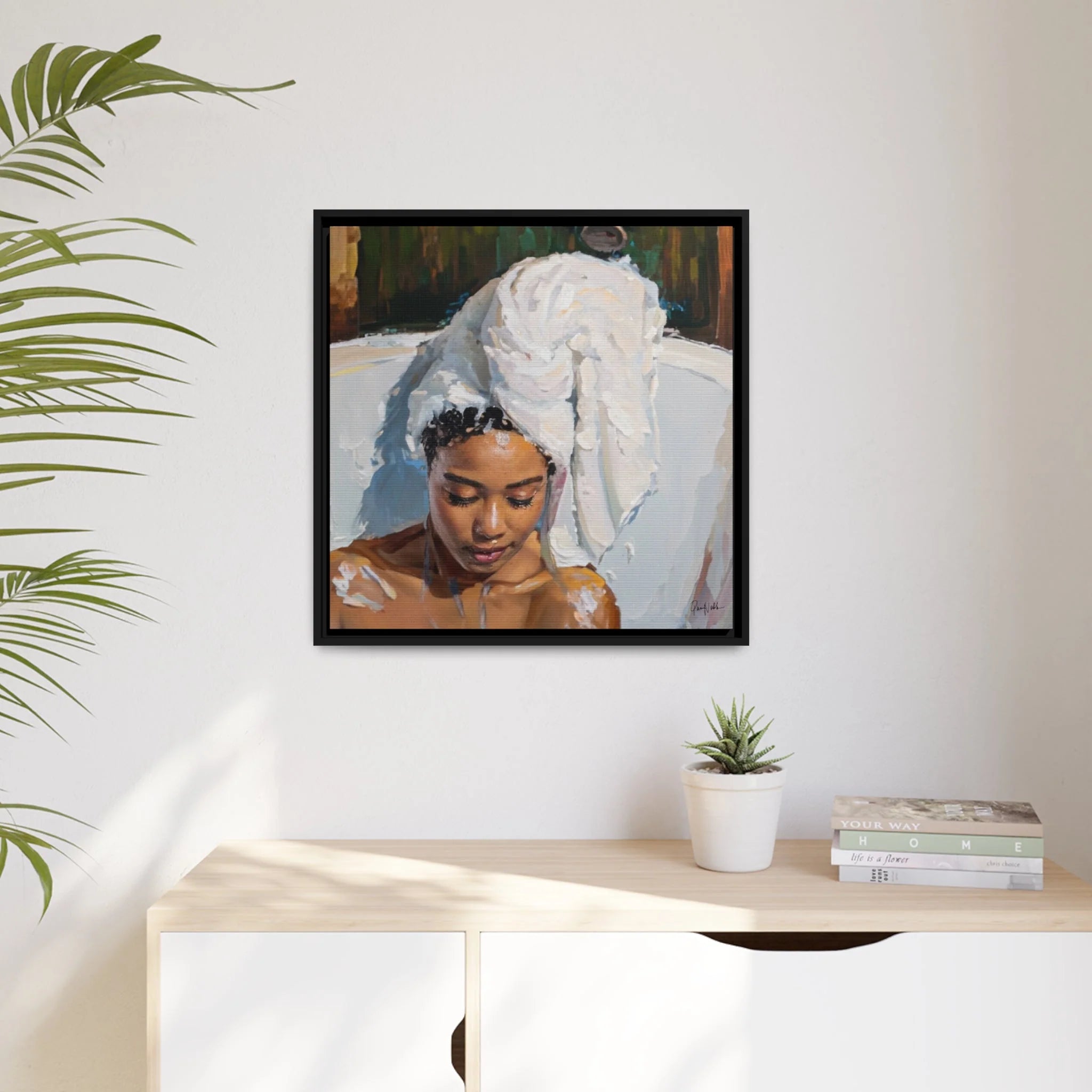 WOMAN TAKING a BATH Canvas Wall Art - by Queennoble