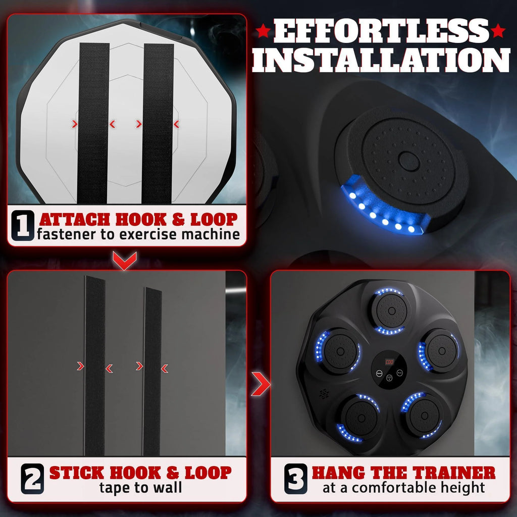 Music Boxing Machine for Adults Durable Wall Mounted Bluetooth Music Punching Machine with 9 Modes Shock Absorbing Pads LED Screen & Included Gloves Boxing Equipment for Training at Home