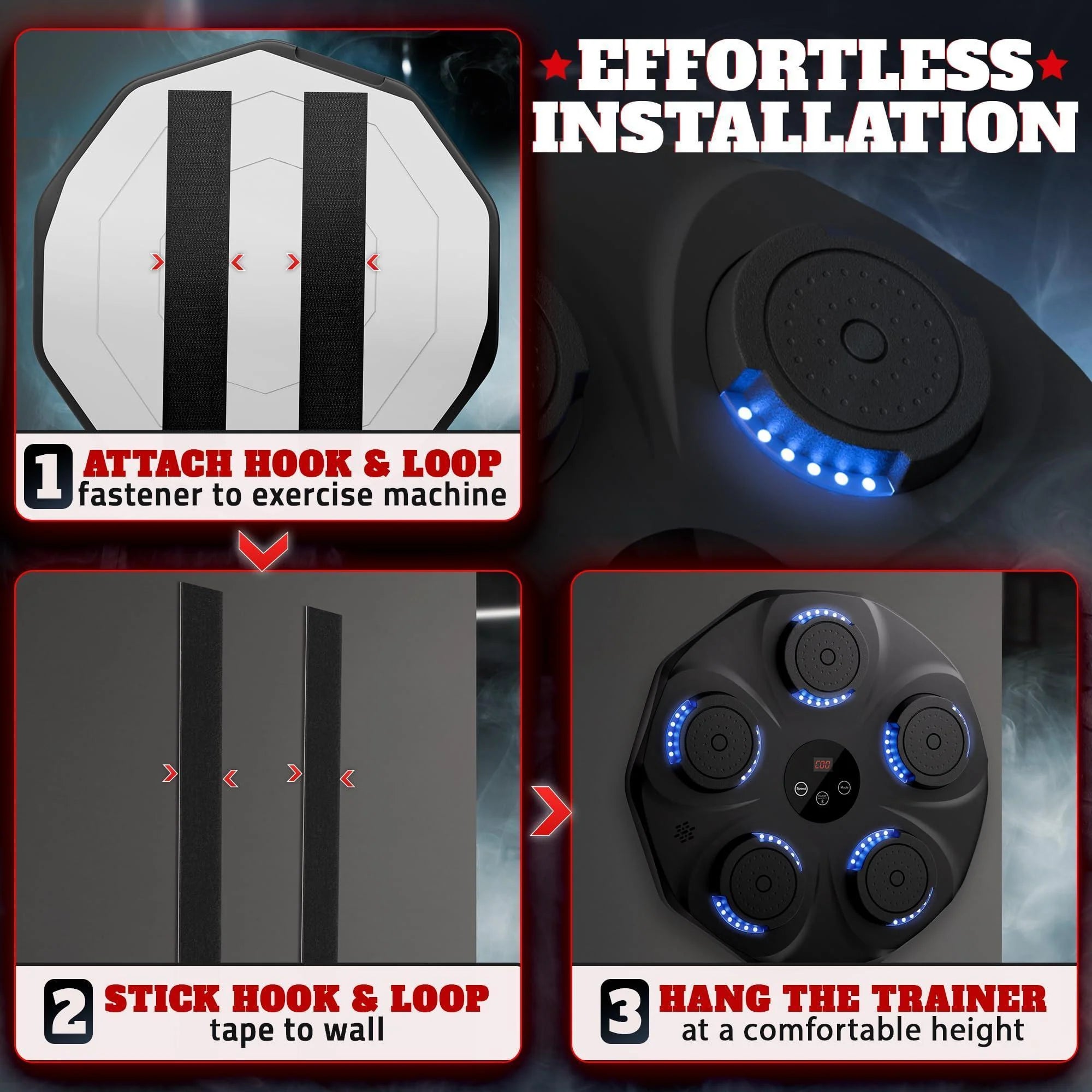 Music Boxing Machine for Adults Durable Wall Mounted Bluetooth Music Punching Machine with 9 Modes Shock Absorbing Pads LED Screen & Included Gloves Boxing Equipment for Training at Home