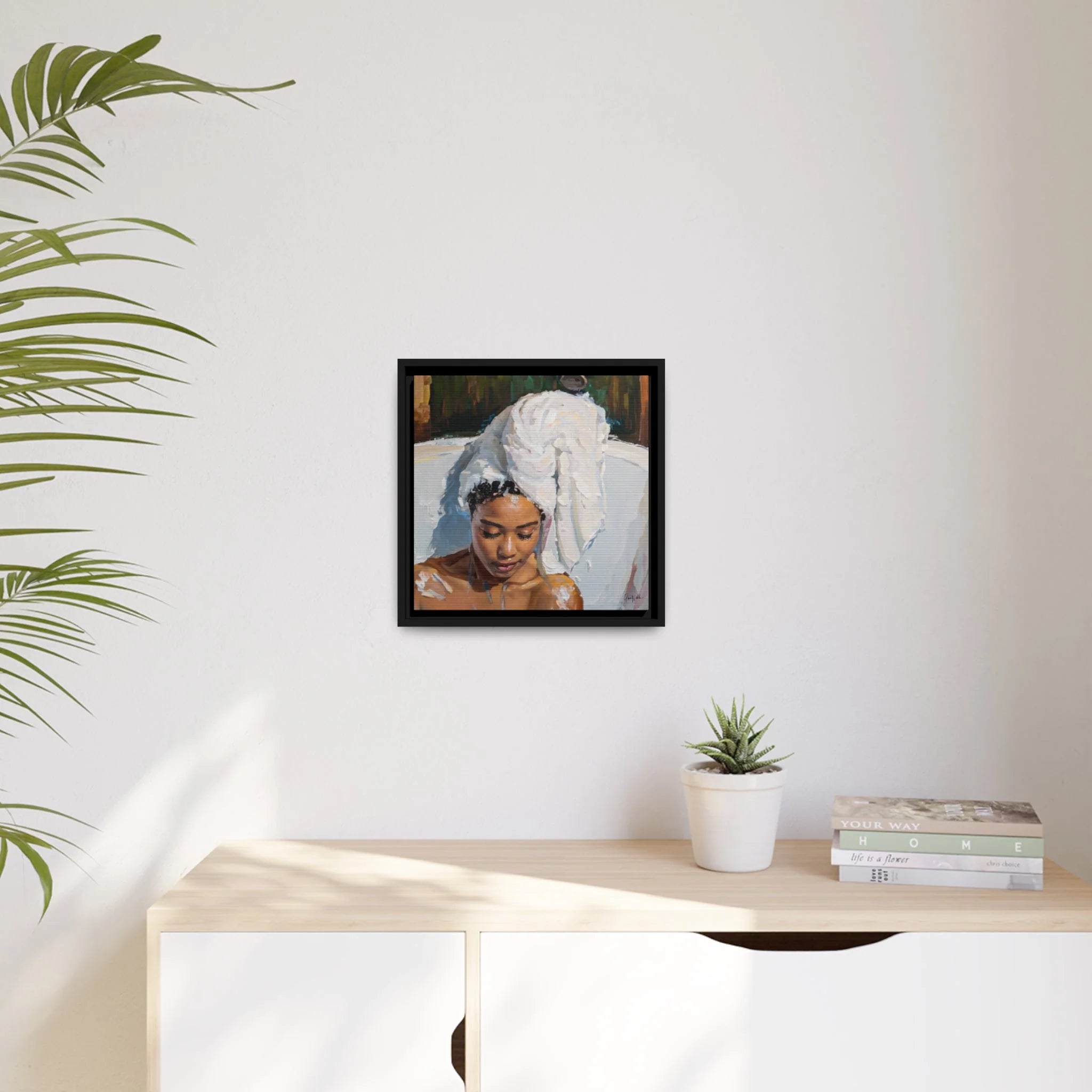 WOMAN TAKING a BATH Canvas Wall Art - by Queennoble