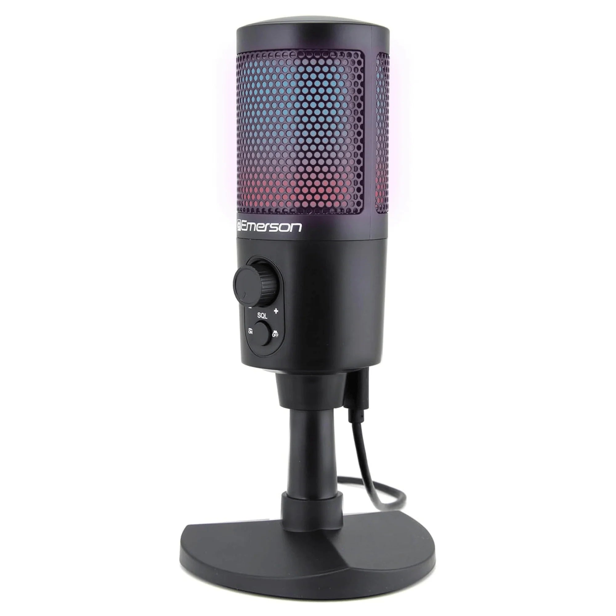 Emerson USB Gaming & Streaming Microphone with RGB Lighting with Tap-To-Mute