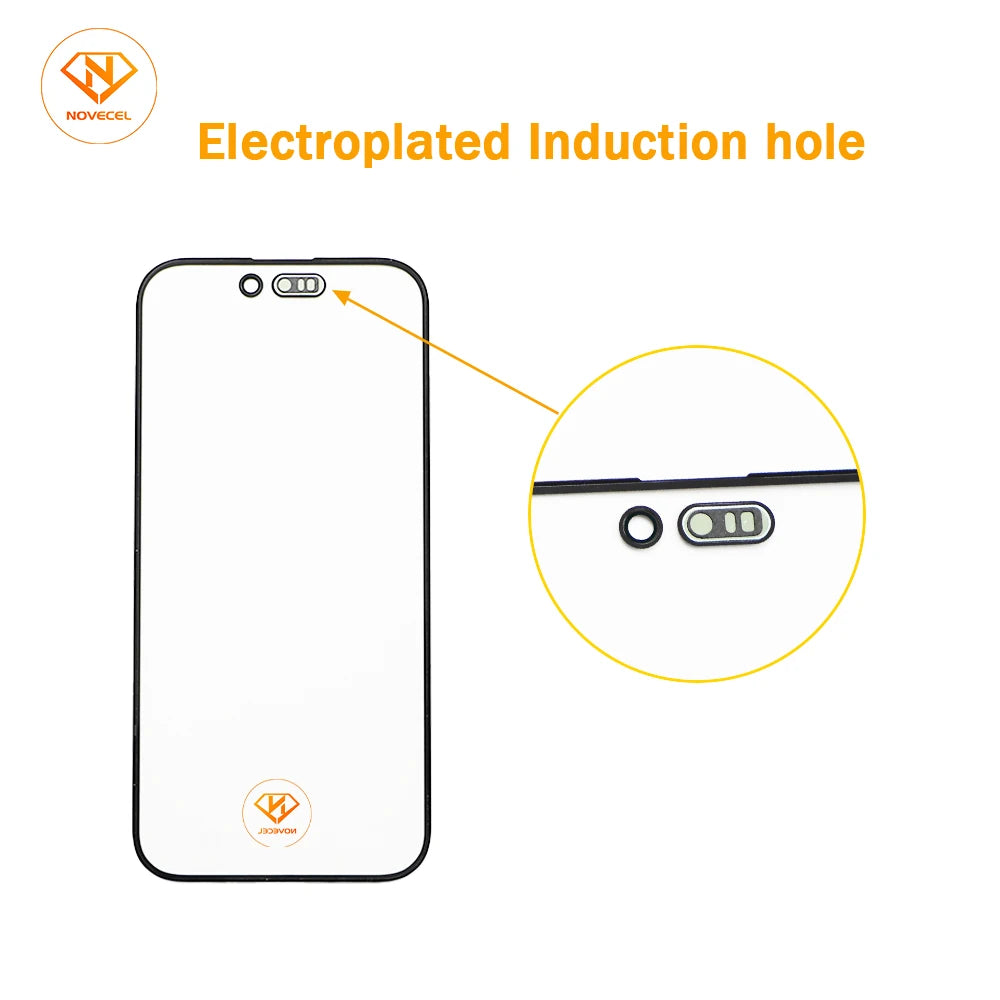 Novecel 10pc New 17Pro max Front Screen Outer Glass+OCA For iPhone 16 11 12 13 14 15 Plus Pro Max LCD External Lens Replacement