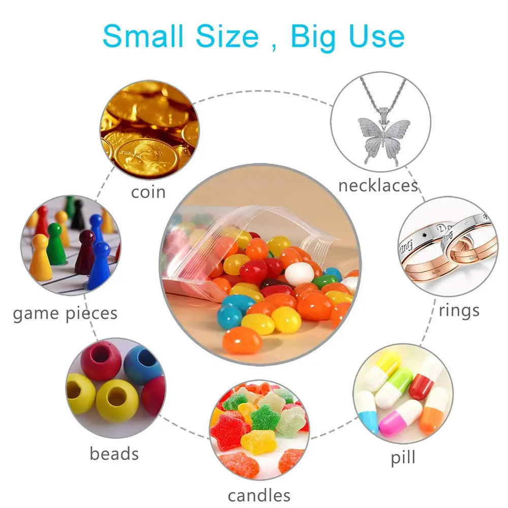 100pcs Clear Thick Heavy-Duty Zip Lock Ziplock Storage Bag Package Plastic Small Reclosable Poly Bags Thicken 3.6MIL 0.08mm