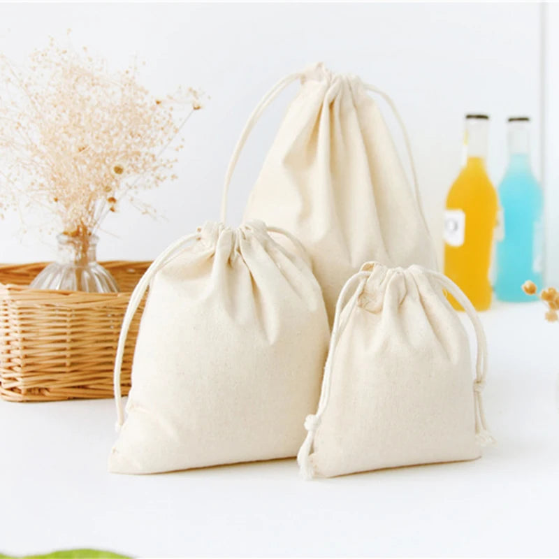 Drawstring Cartoon Animals Printed Storage Bags Organizer Cotton Linen Jewelry Cosmetic PouchBaby Clothing Kids toys Candy Bags