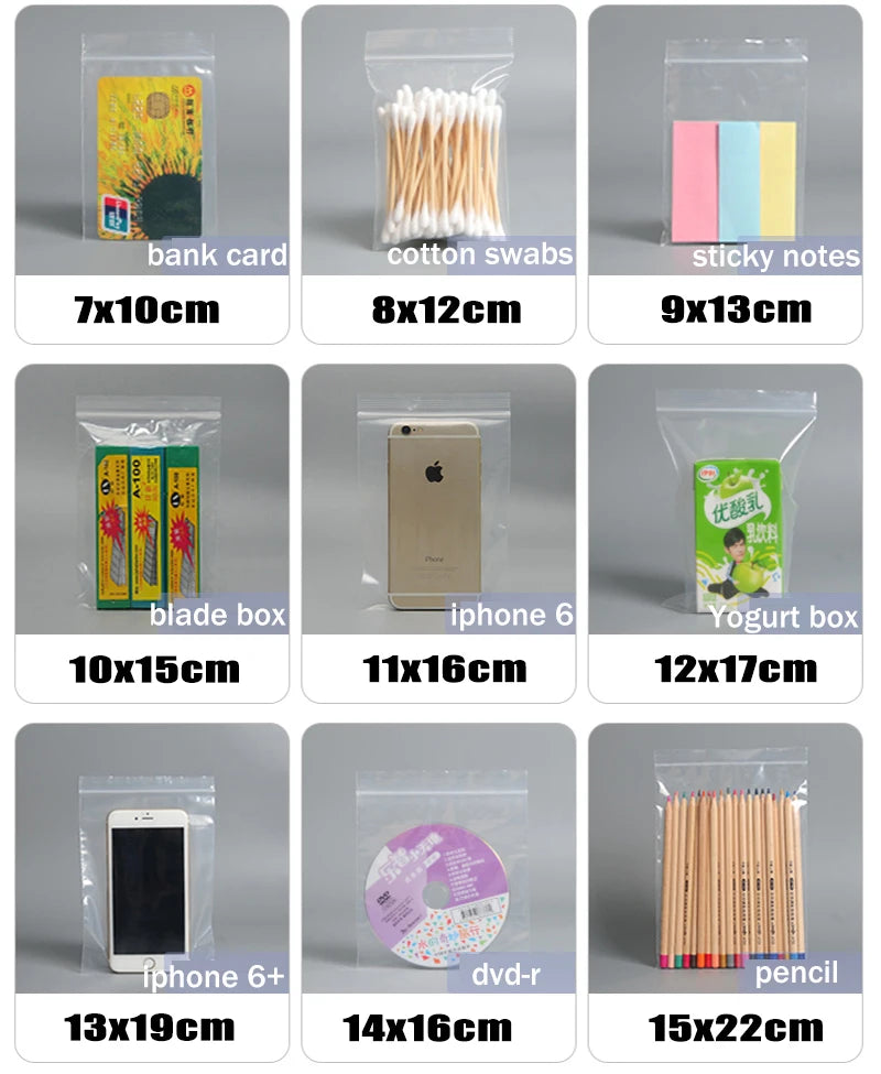 Thick Clear Zip Lock Ziplock Bags Food Package Storage Bag Zipper Plastic Small Jewelry Reclosable Zip Bags Thickness 0.12mm