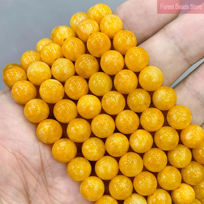Smooth Yellow Chalcedony Natural Stone Round Beads for Jewelry Making Diy Bracelet Necklace Ear Studs 15" Strand 6 8 10 12MM