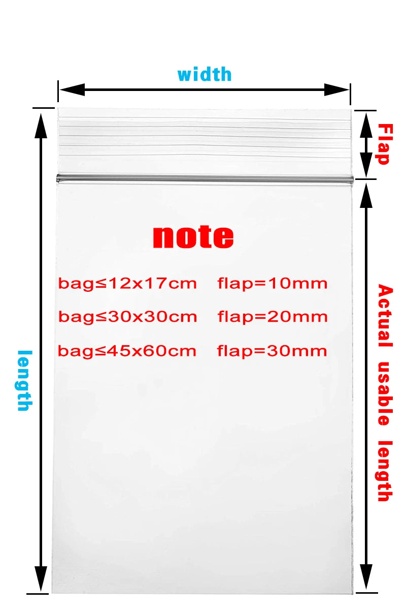 Thick Clear Zip Lock Ziplock Bags Food Package Storage Bag Zipper Plastic Small Jewelry Reclosable Zip Bags Thickness 0.12mm