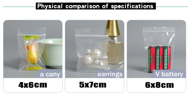 Thick Clear Zip Lock Ziplock Bags Food Package Storage Bag Zipper Plastic Small Jewelry Reclosable Zip Bags Thickness 0.12mm