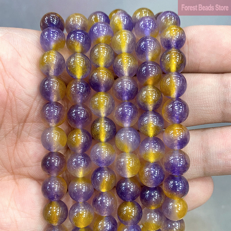 Smooth Yellow Chalcedony Natural Stone Round Beads for Jewelry Making Diy Bracelet Necklace Ear Studs 15" Strand 6 8 10 12MM