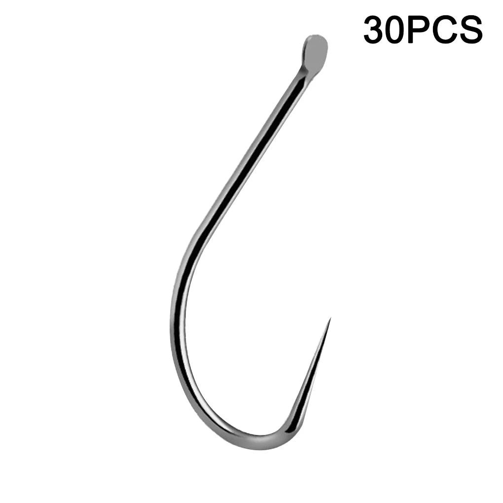 30PCS Small Fishing Hooks Fishhook for Stream Fishing  No Barb Hardened Bait Holders Angling Tackles Fishing Gear Accessories