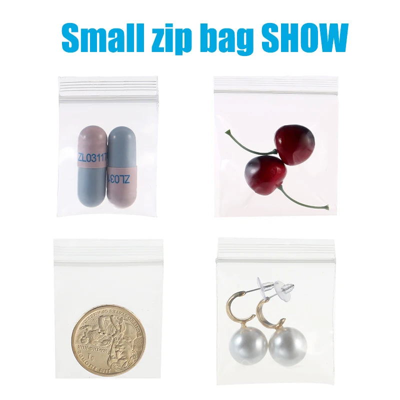 100pcs Clear Thick Heavy-Duty Zip Lock Ziplock Storage Bag Package Plastic Small Reclosable Poly Bags Thicken 3.6MIL 0.08mm