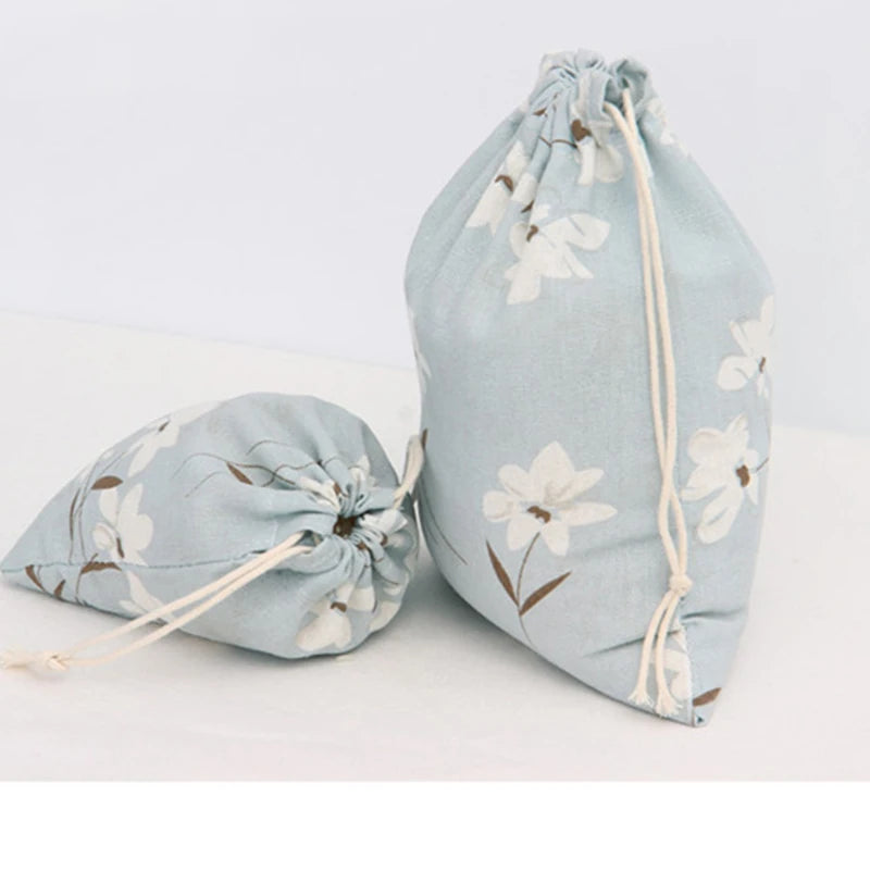 Drawstring Cartoon Animals Printed Storage Bags Organizer Cotton Linen Jewelry Cosmetic PouchBaby Clothing Kids toys Candy Bags