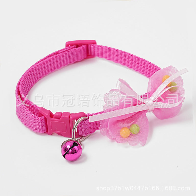 Bubble Bead Bow Pet Dog Collar Cat Sash Small Bell Adjustable 21-33cm Cat Beauty Products Four Seasonal Universal Pet Bow 1PCS