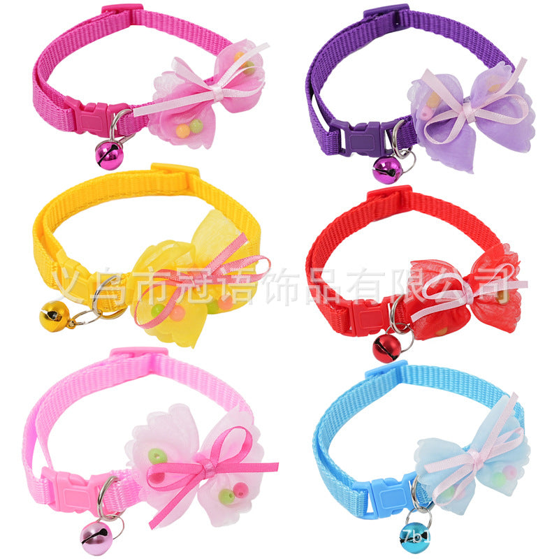 Bubble Bead Bow Pet Dog Collar Cat Sash Small Bell Adjustable 21-33cm Cat Beauty Products Four Seasonal Universal Pet Bow 1PCS
