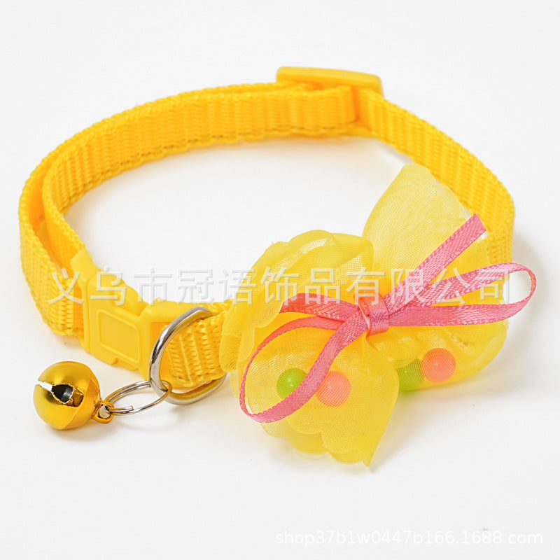 Bubble Bead Bow Pet Dog Collar Cat Sash Small Bell Adjustable 21-33cm Cat Beauty Products Four Seasonal Universal Pet Bow 1PCS