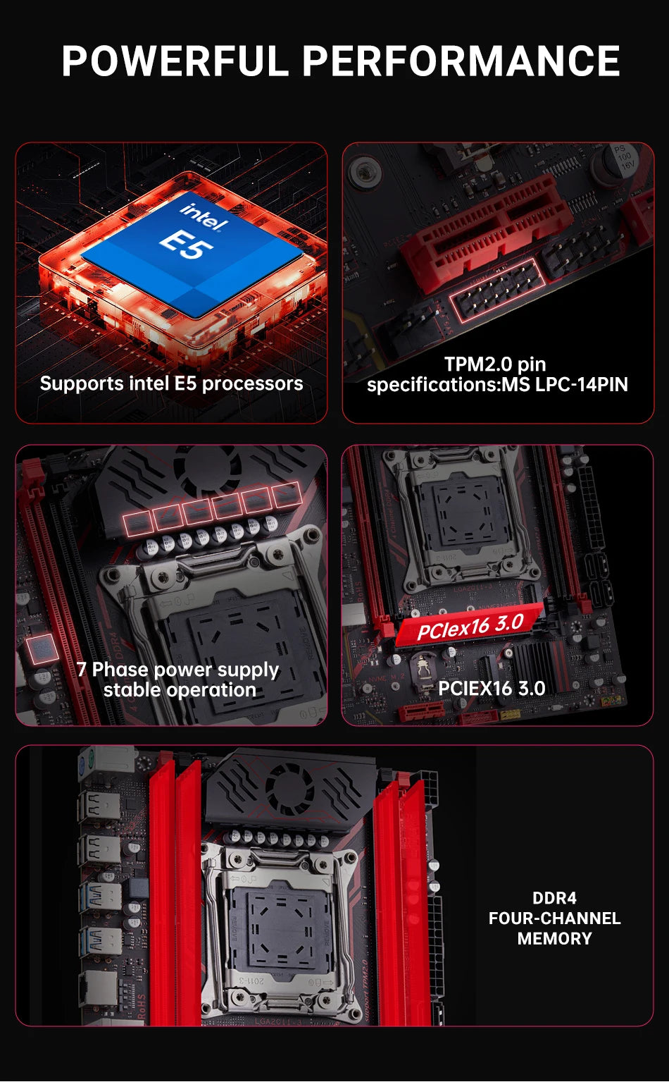 QIYIDA X99 motherboard TPM 2.0Interface LGA 2011 3 with NVME NGFF M.2 Support 4 channels X99 C612chip DDR4 Memory SATA3.0 USB3.0
