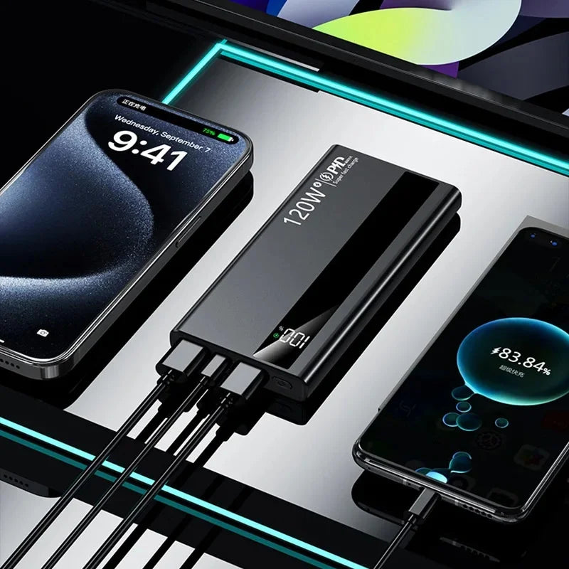 VIVO 500000mAh Large Capacity Power Bank 120W Super Fast Charging Power Bank Portable Battery Charger Digital Display Power Bank