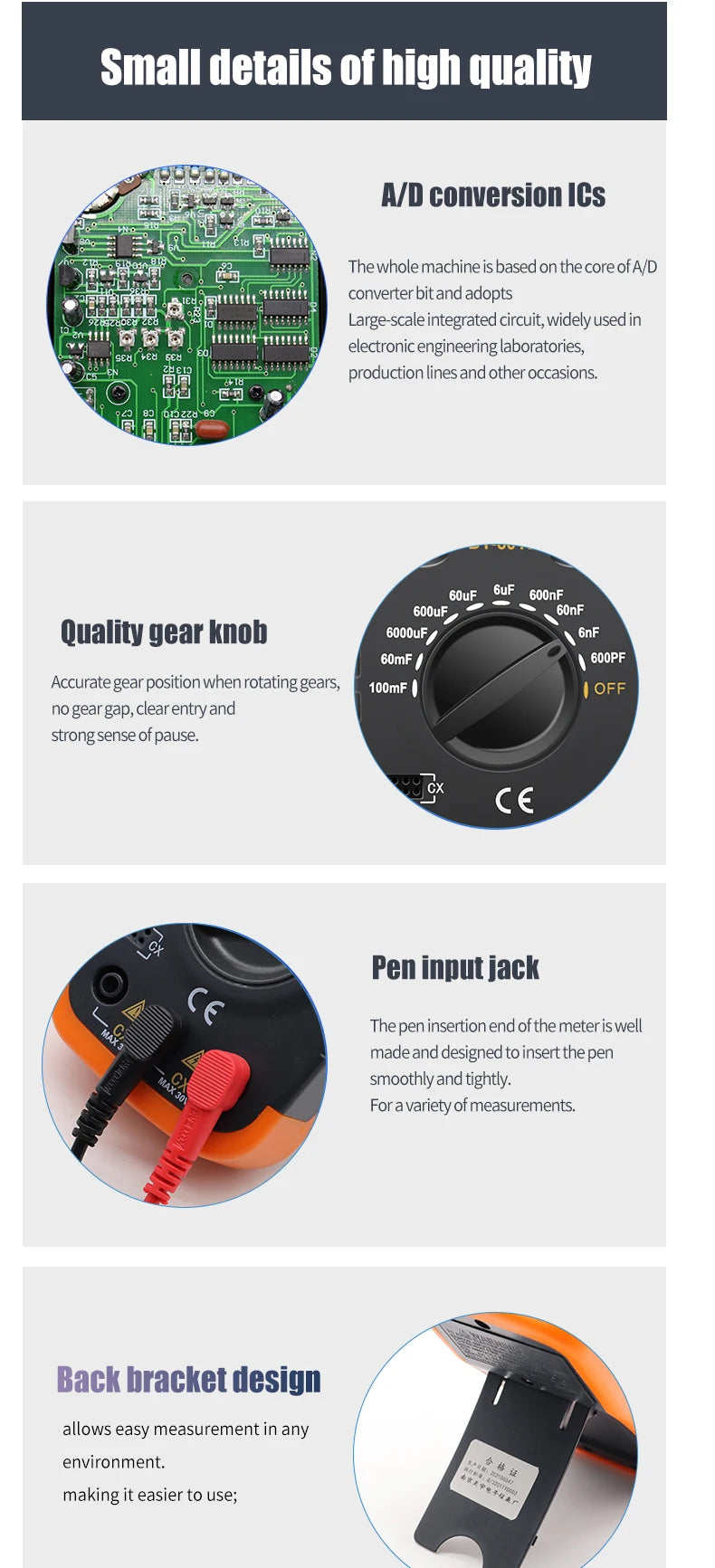 Professional Digital Capacimeter 6000 counts Capacitor Capacity Meter Lcr Tester 100000uF Capacitor High Precision Multimeter