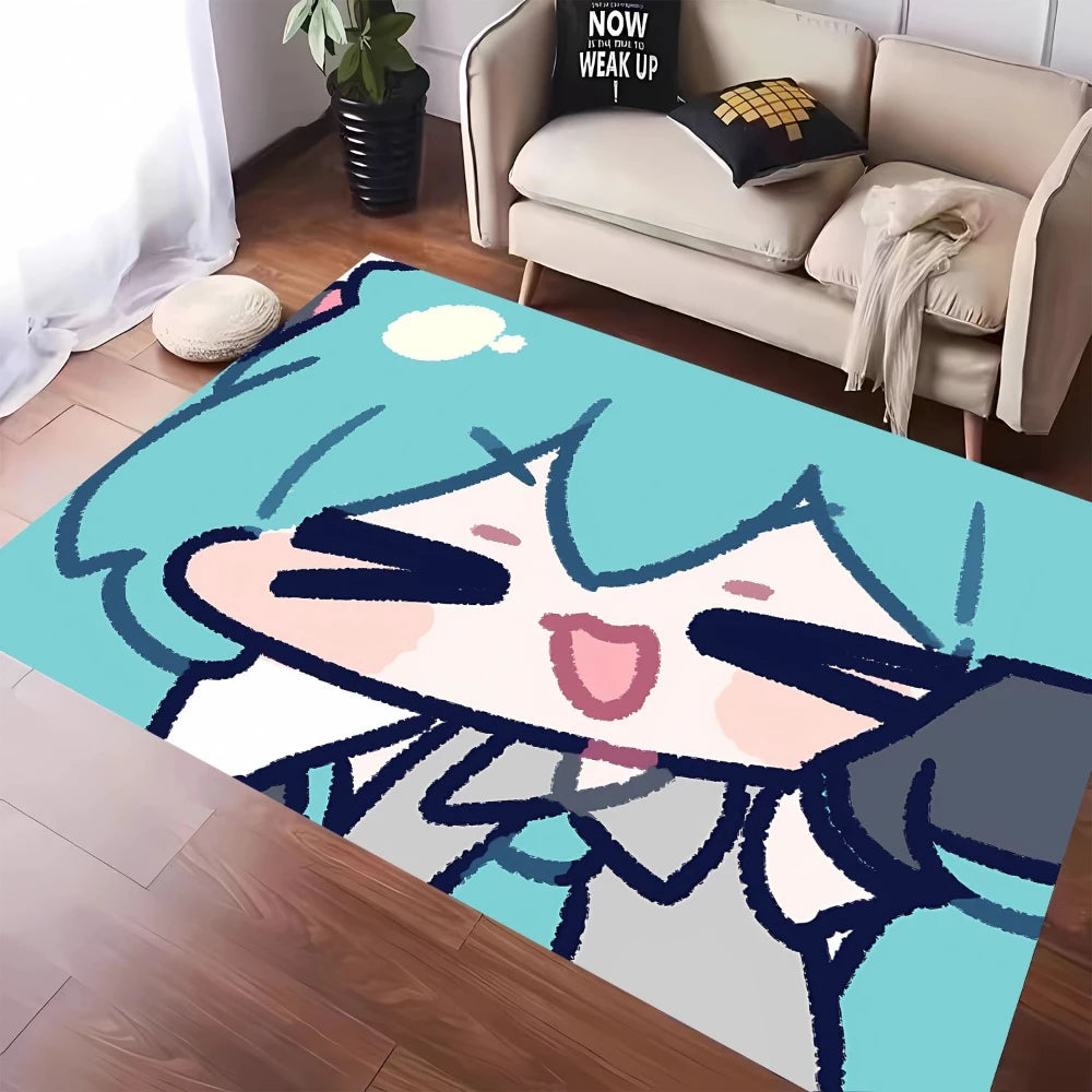 MINISO Cute H-Hatsune M-Miku Tatami Mat Carpet for Balcony Bedside Play Area NonSlip Washable Rug Otaku Home Decor Leisure Rug