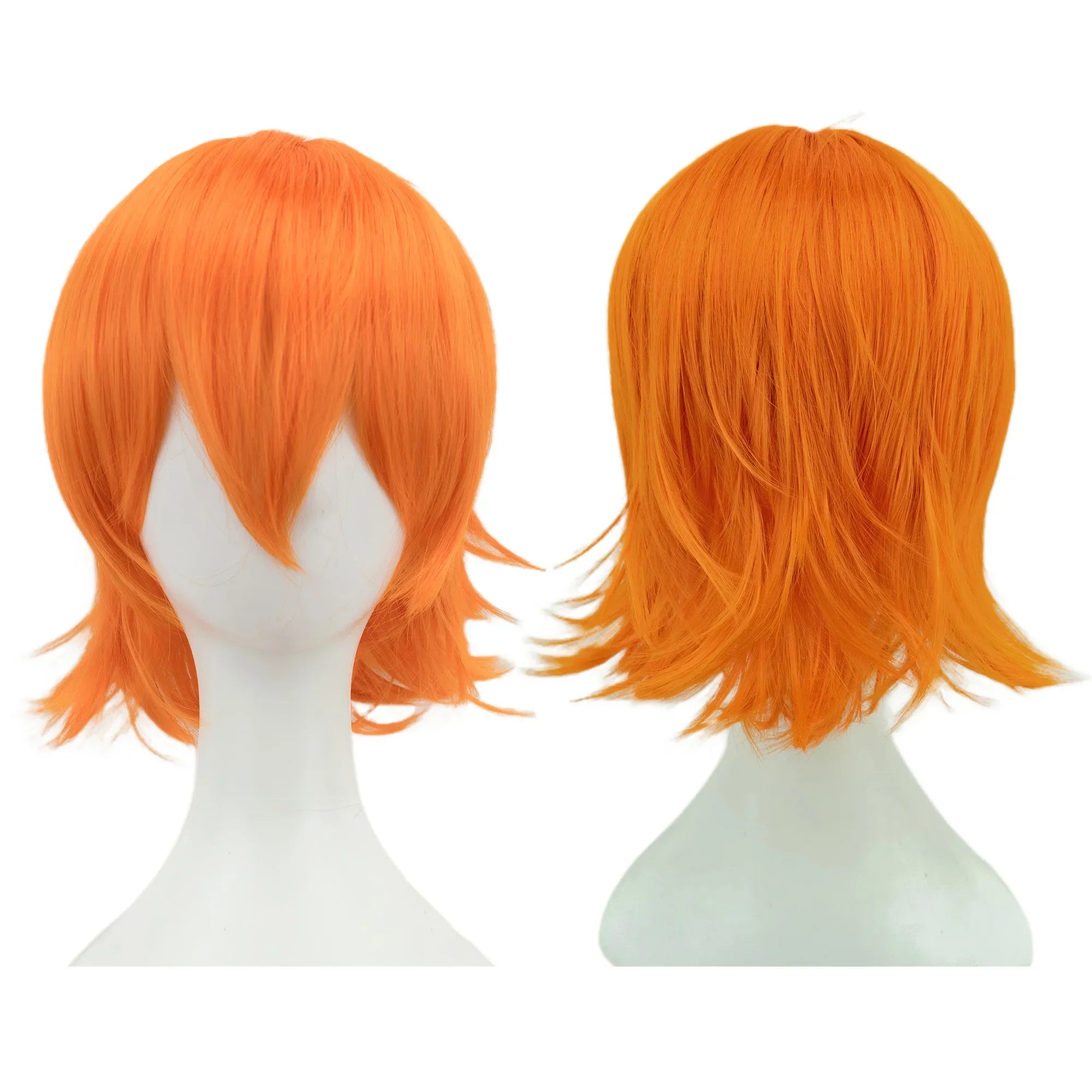 Synthetic Unisex 12 Inches Short Cosplay Hair Party BOB Wigs with Bangs Pink Blonde Orange Halloween Costume Lolita Wig