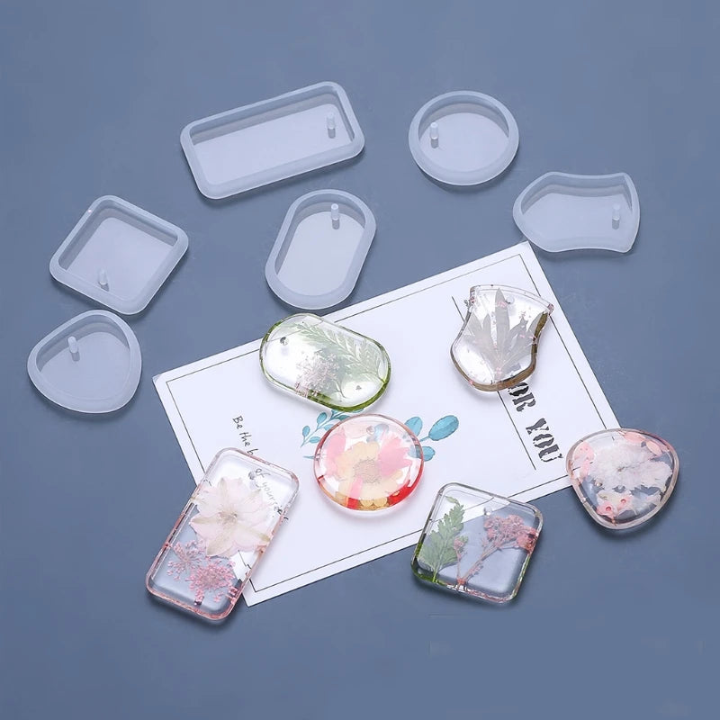 Hanging Listed Resin Mold Geometric Shape Irregular Rectangular Circle Pendant Silicone Mould DIY Crafts Jewelry Mold