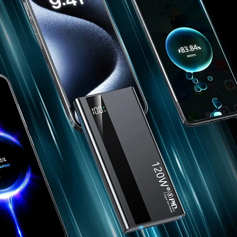 VIVO 500000mAh Large Capacity Power Bank 120W Super Fast Charging Power Bank Portable Battery Charger Digital Display Power Bank