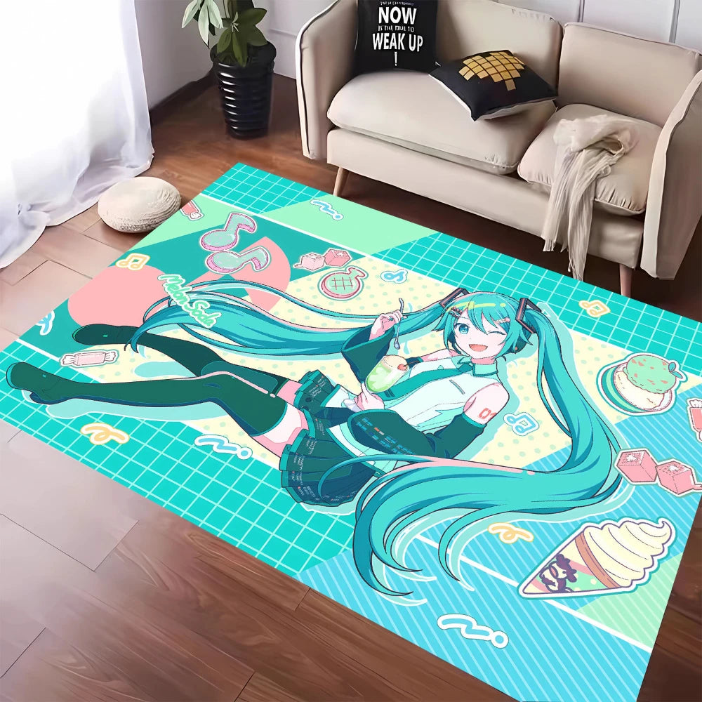 MINISO Cute H-Hatsune M-Miku Tatami Mat Carpet for Balcony Bedside Play Area NonSlip Washable Rug Otaku Home Decor Leisure Rug