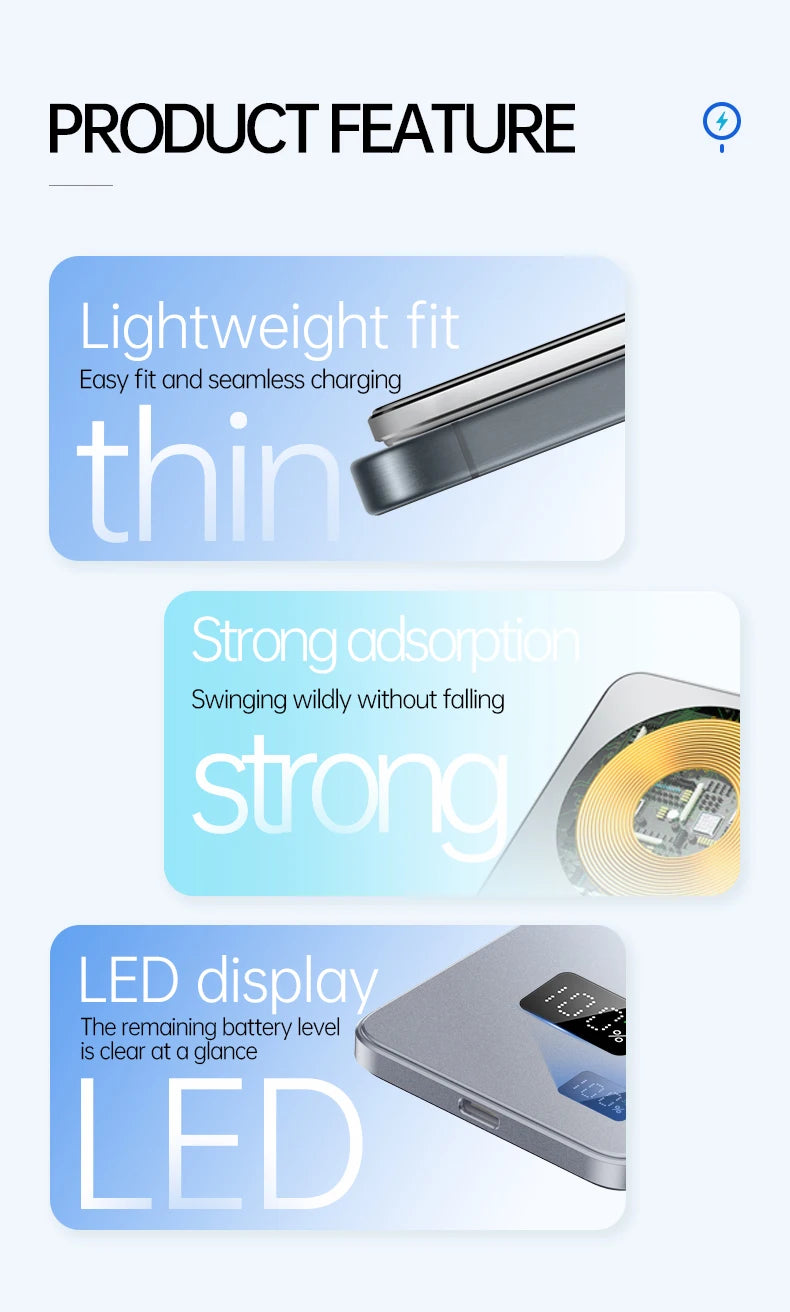 VIVO 50000mAh CCC Certification Thin Power Bank Ultra For MagSafe Magnetic Wireless Fast Charging Portable Battery Display