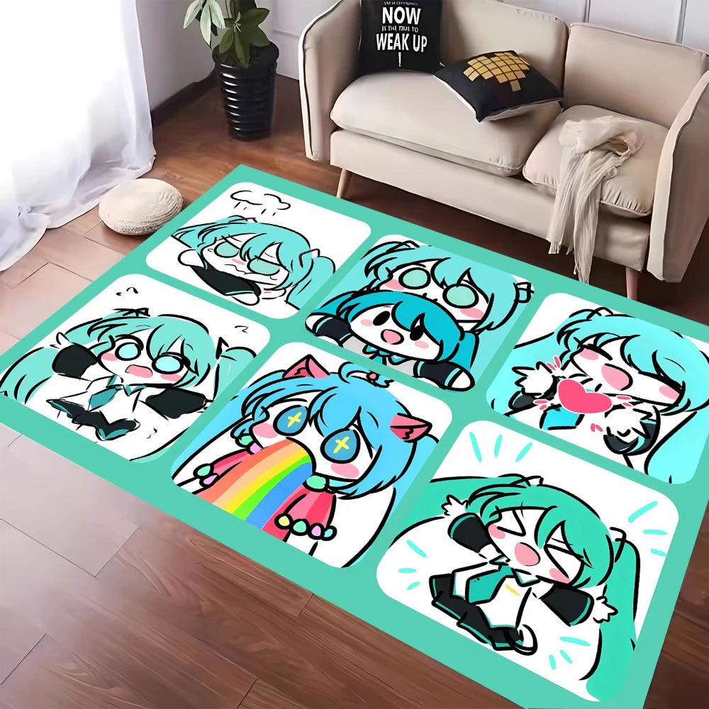 MINISO Cute H-Hatsune M-Miku Tatami Mat Carpet for Balcony Bedside Play Area NonSlip Washable Rug Otaku Home Decor Leisure Rug