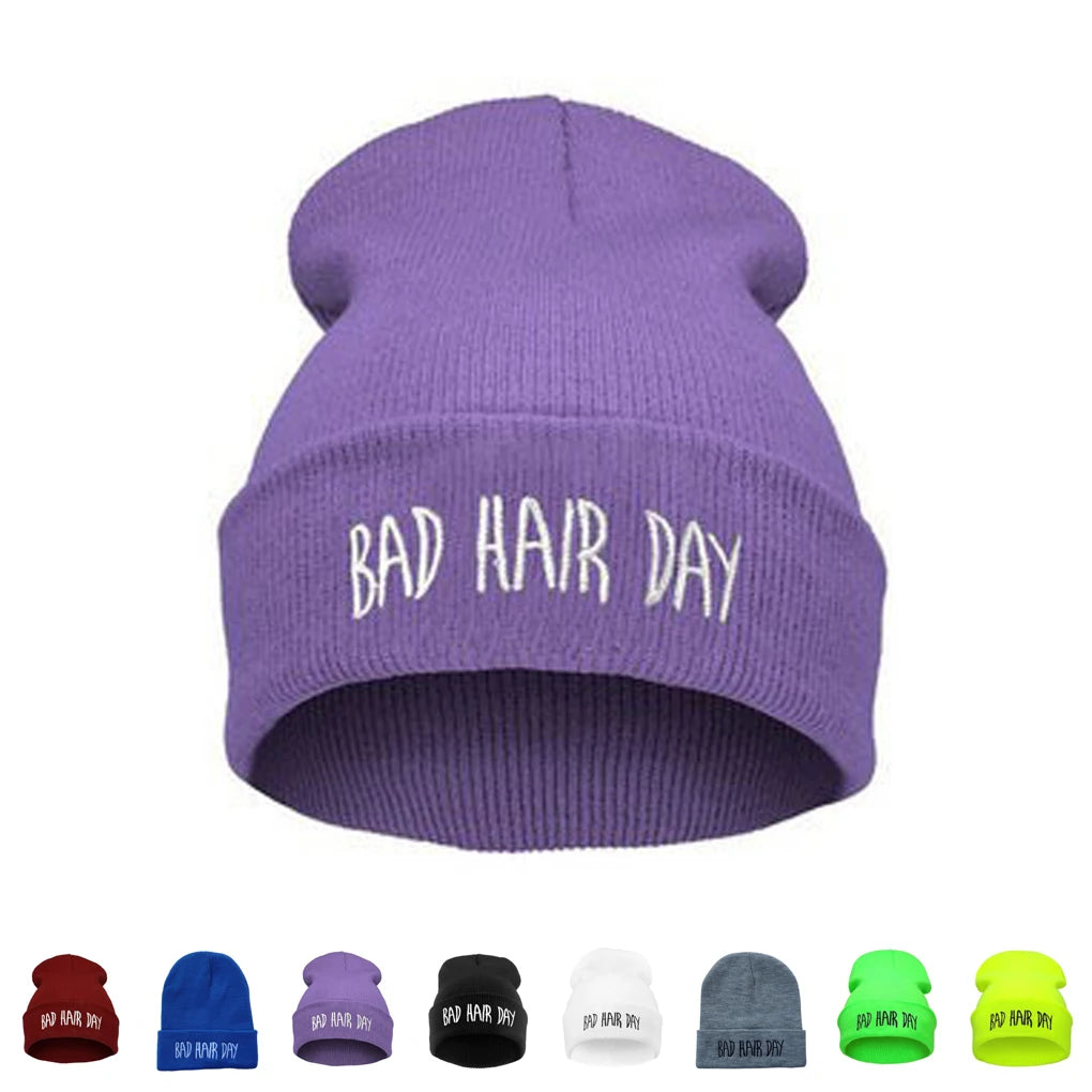 New Fashion Unisex Women Mens Winter Bad Hair Day Snap Back Beanies Hat Knit Hip Hop Sport Warm Ski Cap