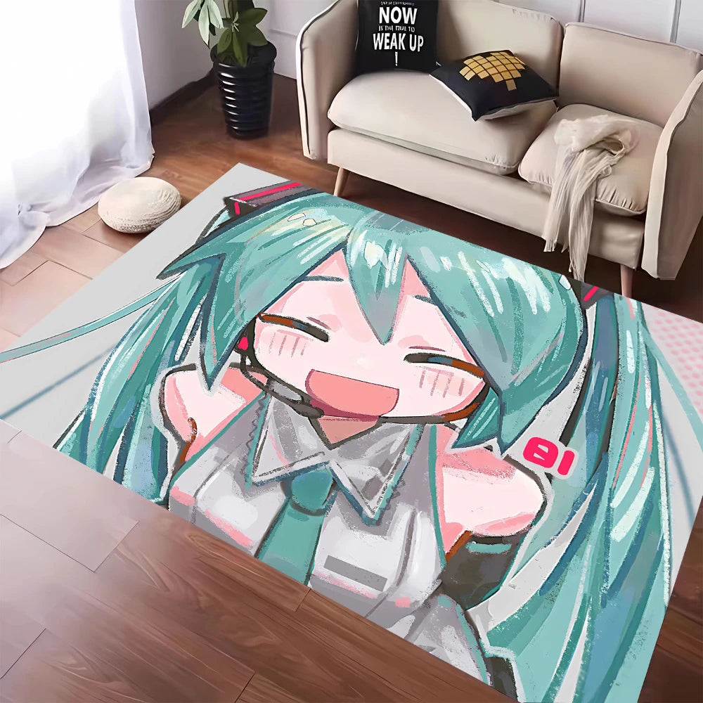 MINISO Cute H-Hatsune M-Miku Tatami Mat Carpet for Balcony Bedside Play Area NonSlip Washable Rug Otaku Home Decor Leisure Rug