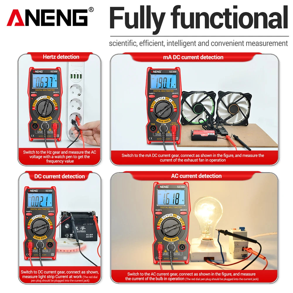 ANENG SZ309 Multimeter 1999 Count Professional High Precision Digital Multimetro Easy To Cary Small Size AC/DC Voltage Meter