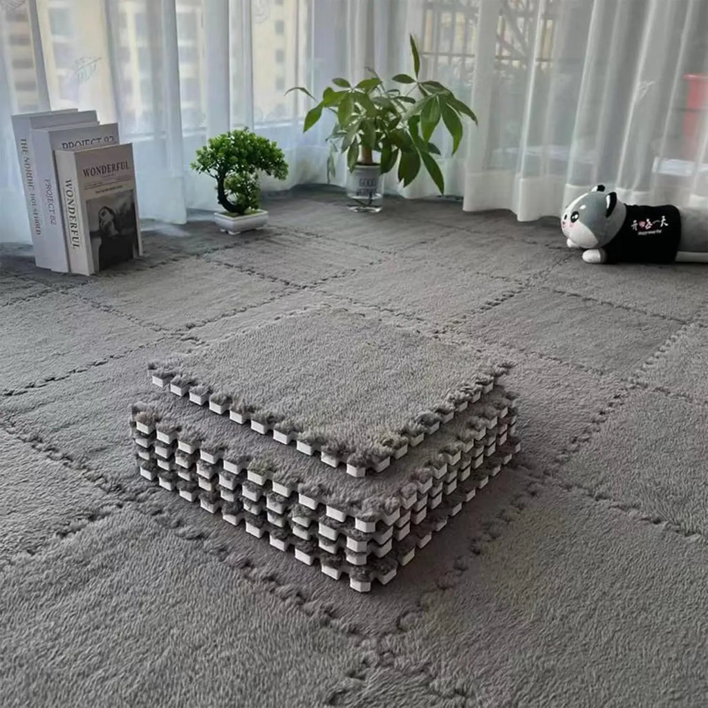 30*30CM Soft Plush Kids Carpet Baby Play Mat 10PCS Puzzle Carpet Warm Playmat Interlocking Exercise Tiles Foam Children's Mat