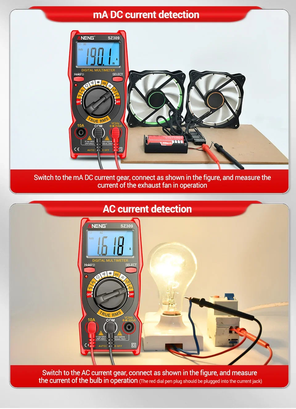 ANENG SZ309 Multimeter 1999 Count Professional High Precision Digital Multimetro Easy To Cary Small Size AC/DC Voltage Meter