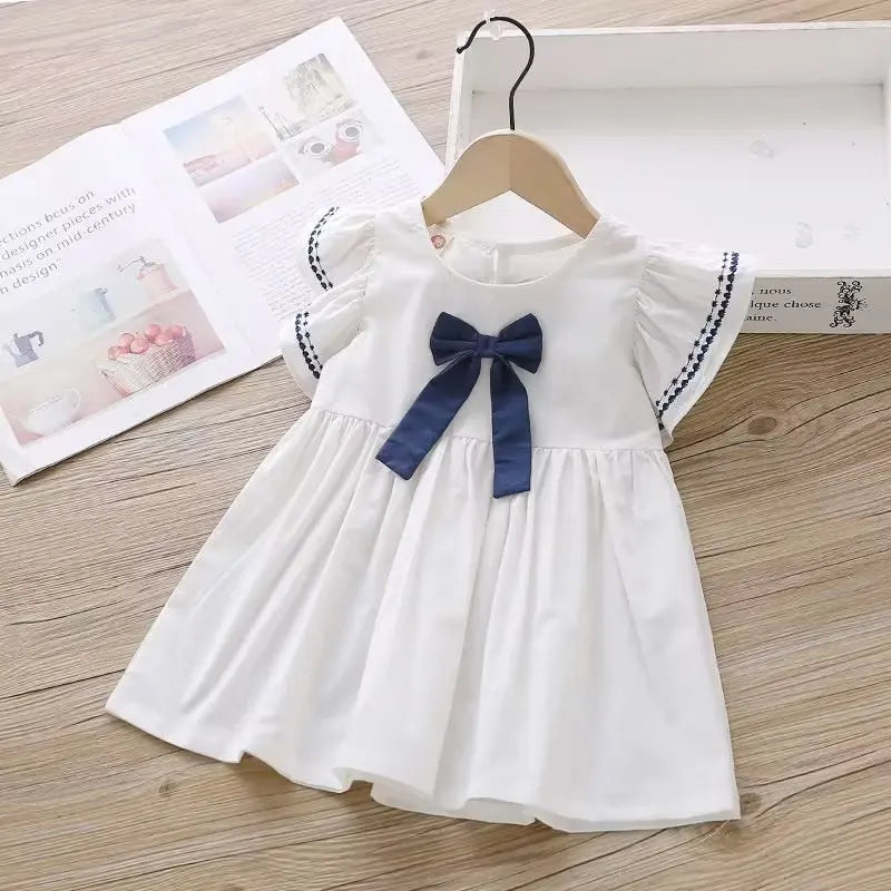 Summer Girls' Short Sleeve Lace Princess Dress Baby KidsVestidos Girl Party Dress Baby Net Yarn Clothes 2025 New 2 3 4 5 6 T