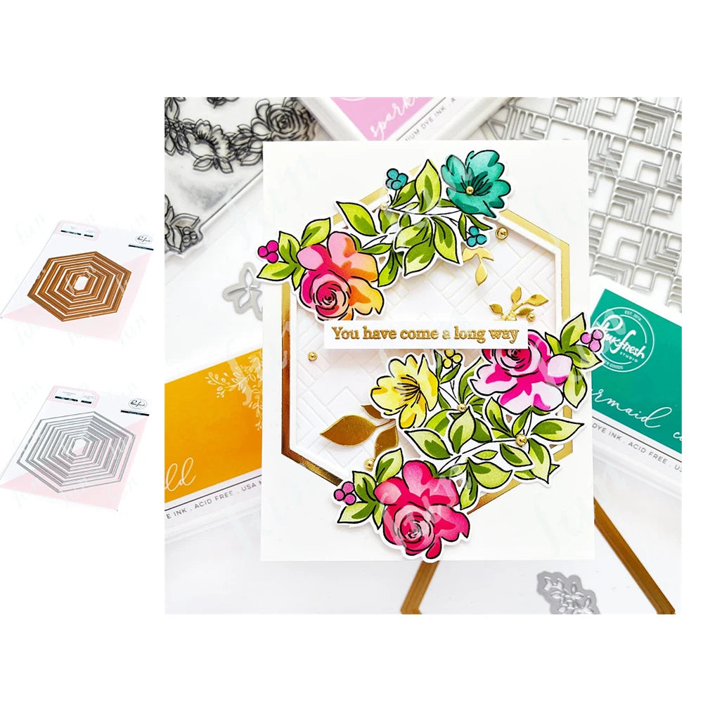 Diy Spring Botanicals Floral Print Chain Grid Coverplate Hot Foil Metal Dies stamps Butterflies Stencils Paper Card Drawing mold