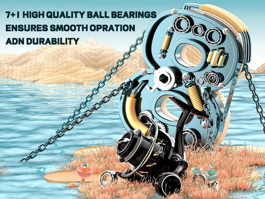 Spinning Fishing Reel for Freshwater Saltwater Fishing  Anti-Reverse with ultra smooth Max Drag 17.6LBS CNC Aluminum Spool 5.2:1