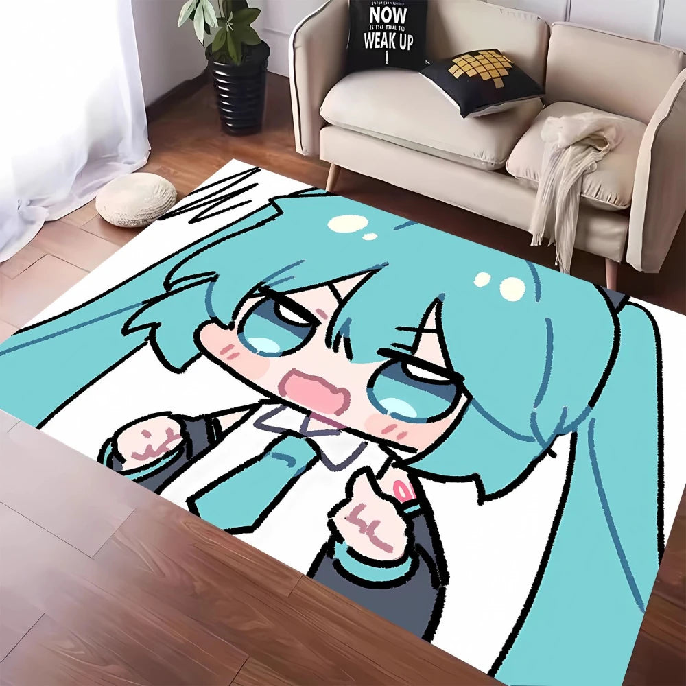 MINISO Cute H-Hatsune M-Miku Tatami Mat Carpet for Balcony Bedside Play Area NonSlip Washable Rug Otaku Home Decor Leisure Rug
