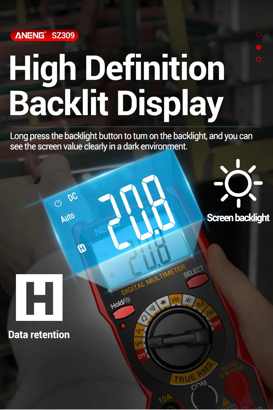 ANENG SZ309 Multimeter 1999 Count Professional High Precision Digital Multimetro Easy To Cary Small Size AC/DC Voltage Meter