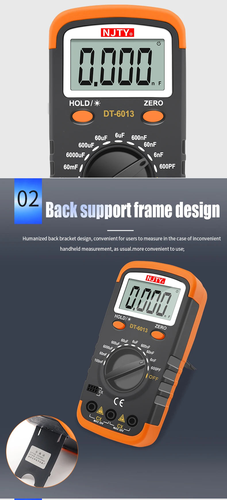 Professional Digital Capacimeter 6000 counts Capacitor Capacity Meter Lcr Tester 100000uF Capacitor High Precision Multimeter