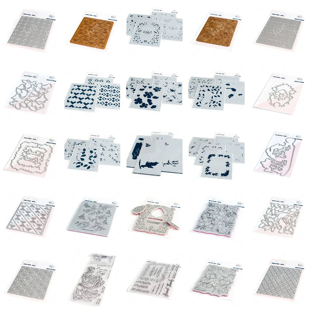 Diy Spring Botanicals Floral Print Chain Grid Coverplate Hot Foil Metal Dies stamps Butterflies Stencils Paper Card Drawing mold