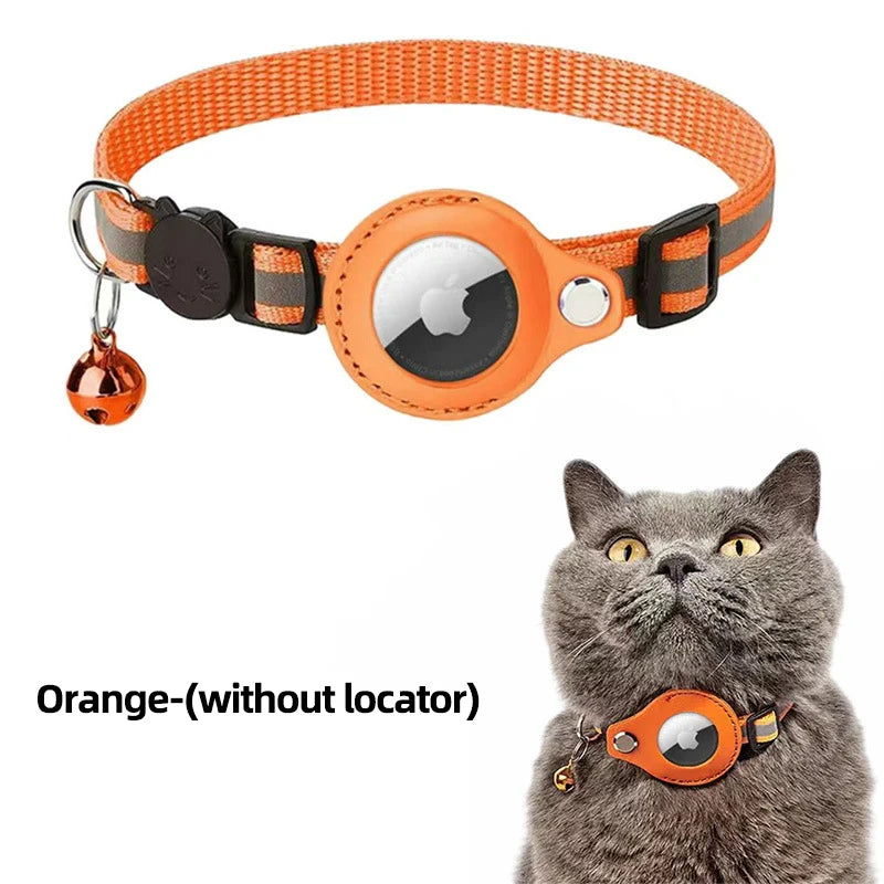 Airtag Reflective Pet GPS Collar with Bell Real-Time Tracker for Dogs Cats Puppy Necklace Outdoor Tracking Pet Supplies