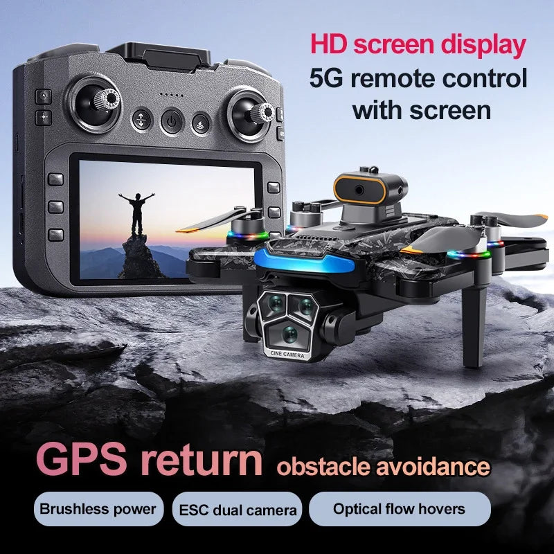 Xiaomi A14Pro Max Drone 8K HD Three Camera GPS Brushless Optical Flow Obstacle Avoidance 4.5-inch large screen UAV RC 20000M