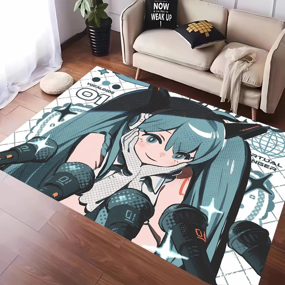 MINISO Cute H-Hatsune M-Miku Tatami Mat Carpet for Balcony Bedside Play Area NonSlip Washable Rug Otaku Home Decor Leisure Rug