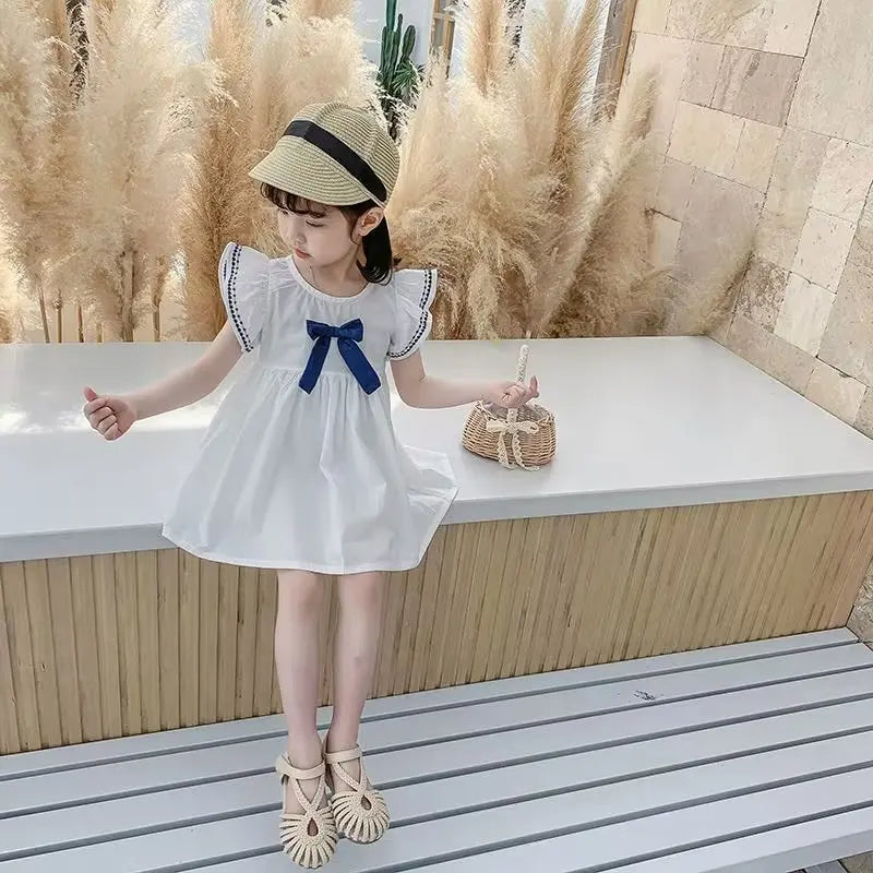 Summer Girls' Short Sleeve Lace Princess Dress Baby KidsVestidos Girl Party Dress Baby Net Yarn Clothes 2025 New 2 3 4 5 6 T